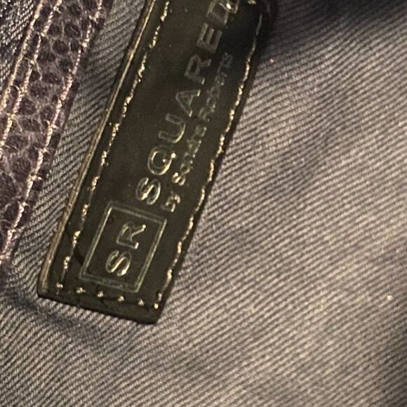 1101 1990s Squared By Sondra Roberts Hobo Bag Embossed Navy Leather New - Picture 4 of 13